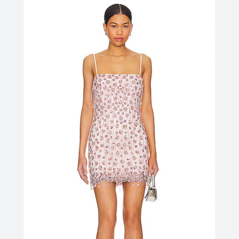 MAJORELLE Sparkly Pink Floral Dress